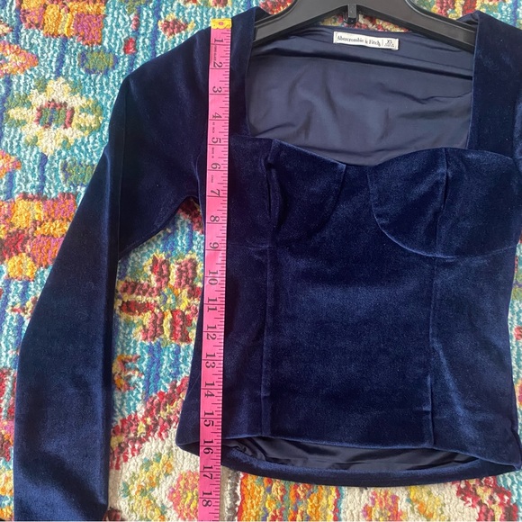 NWOT Abercrombie & Fitch Long Sleeve Corset Blur Velvet Juniors Top Fall XS - Picture 5 of 6